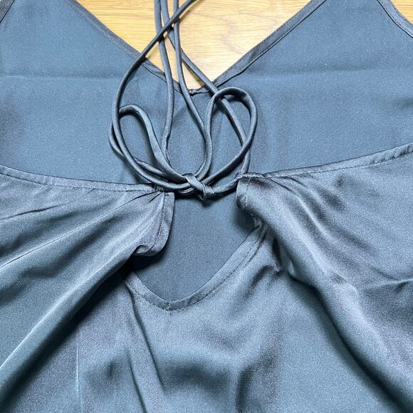 STARS ABOVE Black Satin Cami Tank Back Tie Womens M Y2K Going Out - Picture 3 of 5